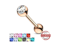 Штанга для языка Steel and Silver с кристаллом