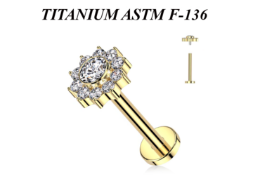 Лабрет из титана Ti Metal золотая аквилегия