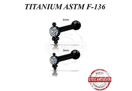 Микроштанга Steel and Silver чёрная с кластером Premium Crystals