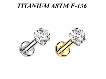 Лабрет из титана сердце в лапках