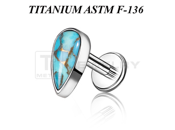 Лабрет из титана Ti Metal медная бирюза