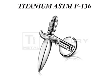 Лабрет из титана Ti Metal булат