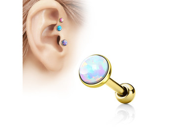 Микроштанга с золотым покрытием и опалом