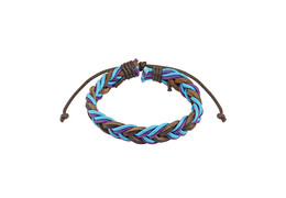 Браслет из кожи косичка с цветными нитями