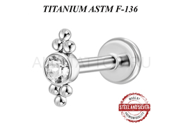 Лабрет Steel and Silver с Premium Crystals