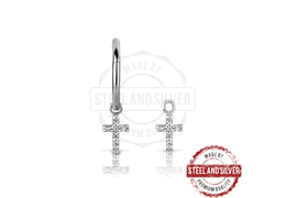 Подвеска Steel and Silver крест из цирконов