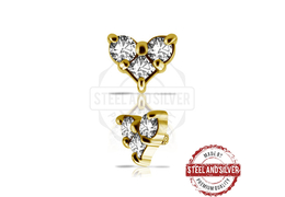 Накрутка Steel and Silver золотое сердце с сетом из фианитов