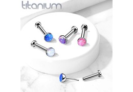 Безрезьбовой лабрет из титана с опалом