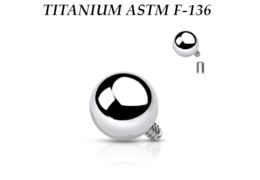 Шарик из титана Ti Metal для украшений с внутренней резьбой