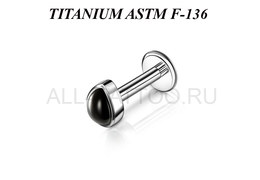 Лабрет из титана Ti Metal чёрная капля