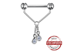 Украшение для груди Steel and Silver с подвесками-каплями