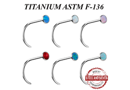 Нострил из титана Steel and Silver с опалом Нострил из титана Steel and Silver с опалом