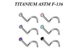 Нострил из титана Ti Metal с фианитом