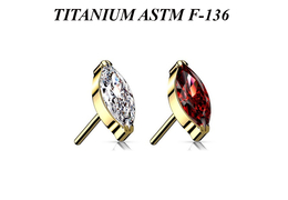 Вставка из титана с золотым pvd покрытием и кристаллом "маркиз" Вставка из титана с золотым pvd покрытием и кристаллом "маркиз"