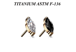 Вставка из титана с pvd покрытием розового золота и кристаллом "маркиз" Вставка из титана с pvd покрытием розового золота и кристаллом "маркиз"