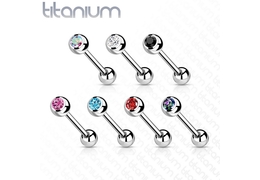 Штанга для языка титановая с фианитом