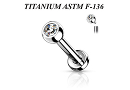 Лабрет из титана Ti Metal с внутренней резьбой со стразом Лабрет из титана Ti Metal с внутренней резьбой со стразом