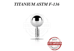Шарик из титана Steel and Silver для украшений с внутренней резьбой Шарик из титана Steel and Silver для украшений с внутренней резьбой